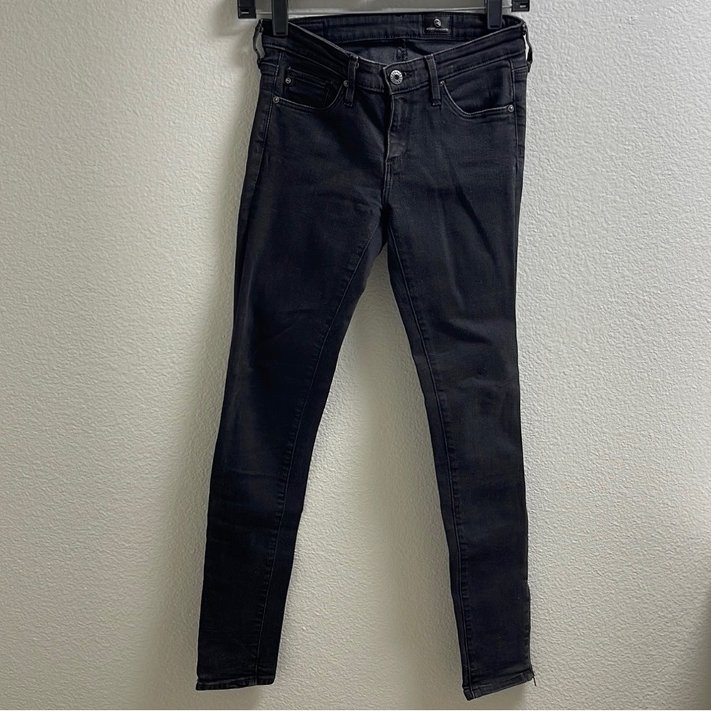 S) AG Adriano Goldschmied Super Stretch Split side Slim Ankle Skinny Jeans Black - Picture 1 of 12